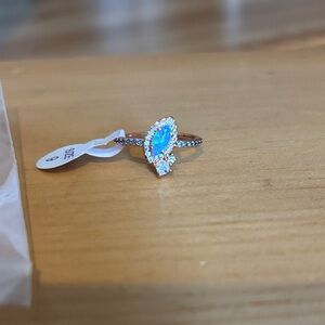Dazzling Blue Opal and Silver Women's Ring - Bomb Party Size 9